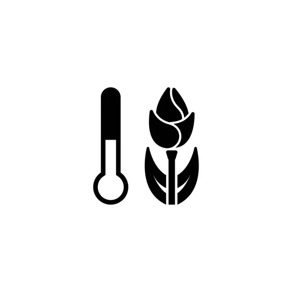 Plant temperatuur, bloem groei plat vector pictogram — Stockvector