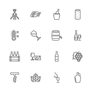 Şarap - düz vektör simgeler