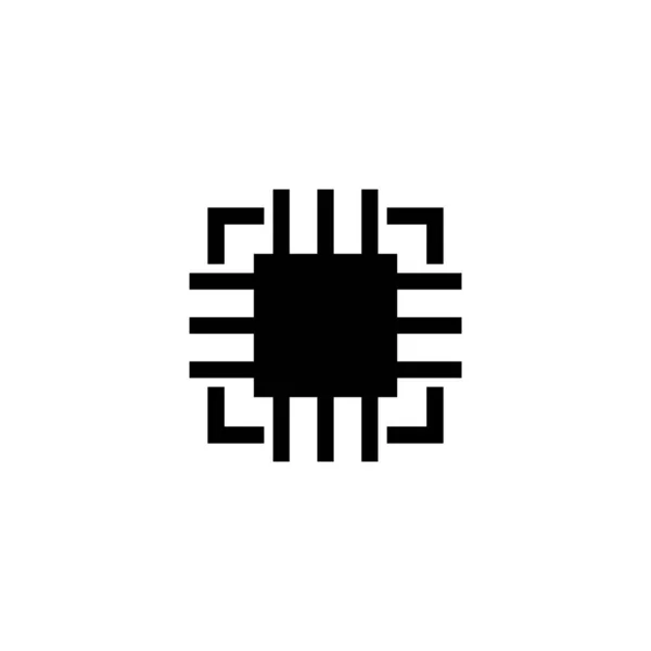 Silicon Microchip, Computer Chip Flat Vector Icon — ストックベクタ