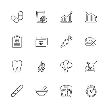 Sağlıklı yaşam - düz vektör simgeler