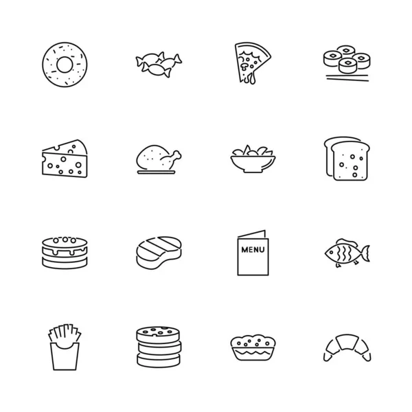 Alimentos - Iconos de vectores planos — Vector de stock