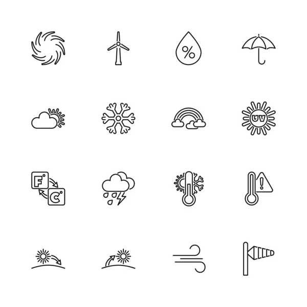 Clima - Iconos de vectores planos — Vector de stock