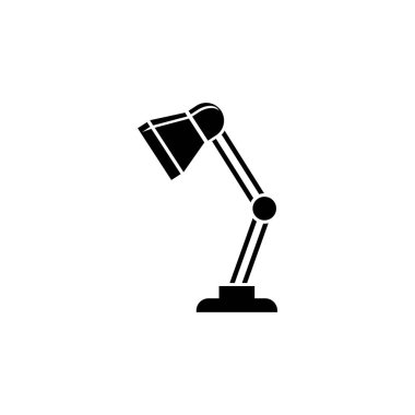 Okuma lambası, ofis okuma ışığı. Düz Vektör Simgesi illüstrasyonu. Beyaz arka planda basit bir siyah sembol. Lamba Okunuyor, Ofis Okuma Işığı İşaret Şablonu Web ve mobil UI ögesi