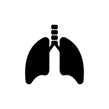 Akciğerler ve nefes borusu, İnsan Solunum Organı. Düz Vektör Simgesi illüstrasyonu. Beyaz arka planda basit bir siyah sembol. Akciğerler ve Trachea, İnsan Organı ağ ve mobil UI elementi için işaret şablonu