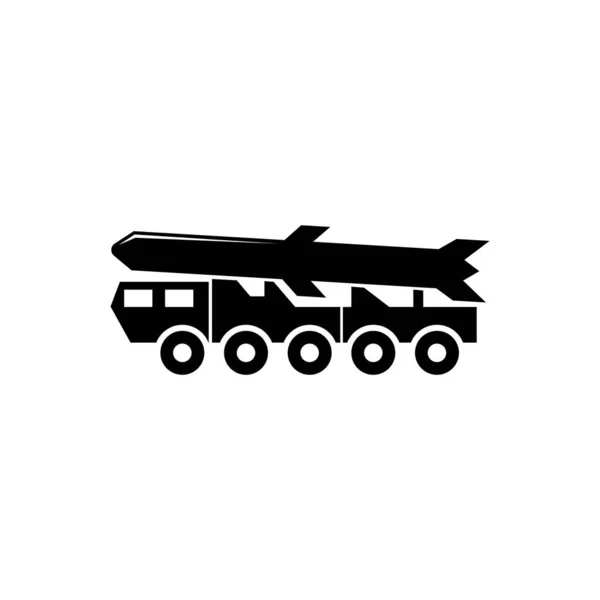 Баллистическая Ракета Ракетный Грузовик Плоская Векторная Икона Простой Черный Символ — стоковый вектор