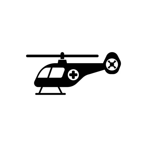 Hélicoptère Urgence Transport Médical Illustration Icône Vectorielle Plate Symbole Noir — Image vectorielle