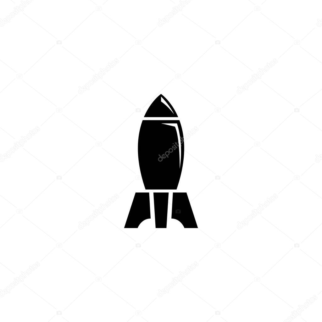 Nuclear Rocket Air Bomb, Atomic Bombshell. Flat Vector Icon illustration. Simple black symbol on white background. Nuclear Rocket Air Bomb, Bombshell sign design template for web and mobile UI element