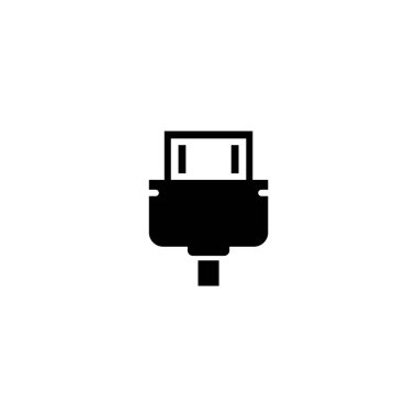 HDMI Kablo, Video Ses Bağlantı. Düz Vektör Simgesi illüstrasyonu. Beyaz arka planda basit bir siyah sembol. HDMI Kablo, Video Ses Bağlantı. Web ve mobil UI ögesi için imza tasarım şablonu