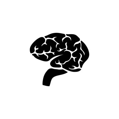 Beyin, İnsan Akıl Organı, Anatomi, Entelektüel. Düz Vektör Simgesi illüstrasyonu. Beyaz arka planda basit bir siyah sembol. Beyin, İnsan Zihni Organı, Anatomi işaret şablonu ağ ve mobil UI ögesi