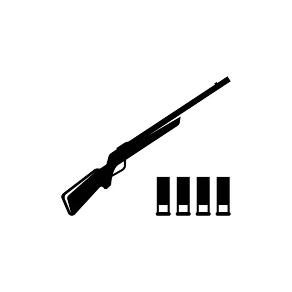 Hunting Shotgun Bullets Carbine Rifle Flat Vector Icon Illustration Simple — Stock Vector