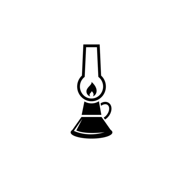 Oil Lamp Camping Kerosene Gas Lantern Flat Vector Icon Illustration — Stock Vector