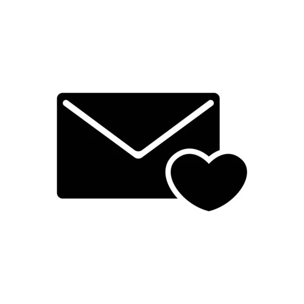 Liebesbrief Valentinsmeldung Mit Herz Flat Vector Icon Illustration Einfaches Schwarzes — Stockvektor