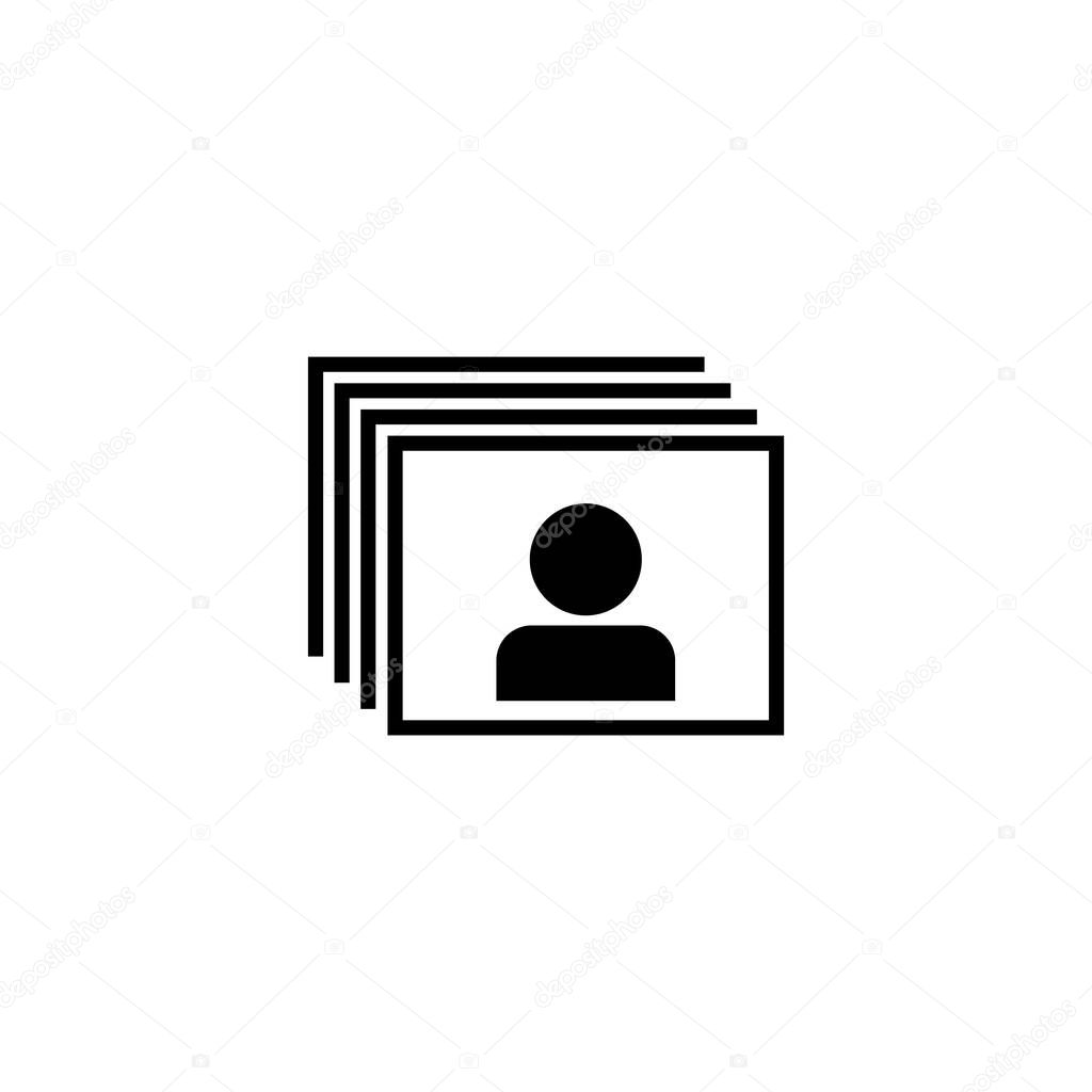 Head hunting, Resume, Portfolio Search. Flat Vector Icon illustration. Simple black symbol on white background. Head hunting, Resume Portfolio Search sign design template for web and mobile UI element