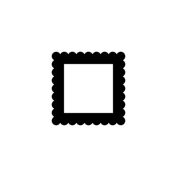 平面矢量图标示例 白色背景上简单的黑色符号 Web和移动用户界面元素的邮资戳 通信框架签名设计模板 — 图库矢量图片
