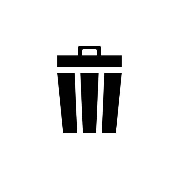 Trash Can Disposal Waste Recycle Bin Flat Vector Icon Illustration — Stock Vector