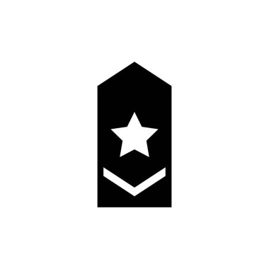 Epaulette rütbesi, Askeri Omuz Rozeti. Düz Vektör Simgesi illüstrasyonu. Beyaz arka planda basit bir siyah sembol. Rank Epaulette, Askeri Omuz İşaret Şablonu Web ve mobil UI ögesi