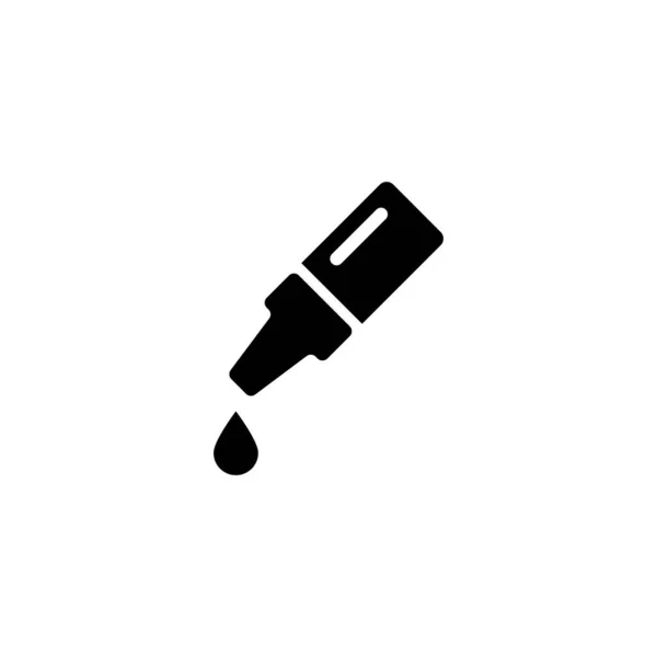 Ear Eye Drop Medical Dropper Bottle Flat Vector Icon Illustration — Stock Vector