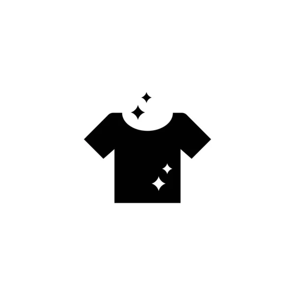 Schoon Shirt Ophangen Schone Kleren Platte Vectoricoon Illustratie Eenvoudig Zwart — Stockvector