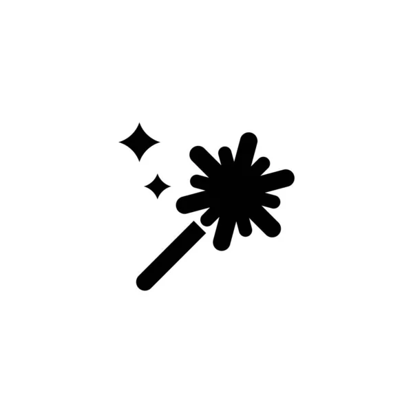 魔法魔杖与星光闪耀 棒魔法师 平面矢量图标示例 白色背景上简单的黑色符号 魔杖和星 棒向导设计模板的Web和移动Ui元素 — 图库矢量图片