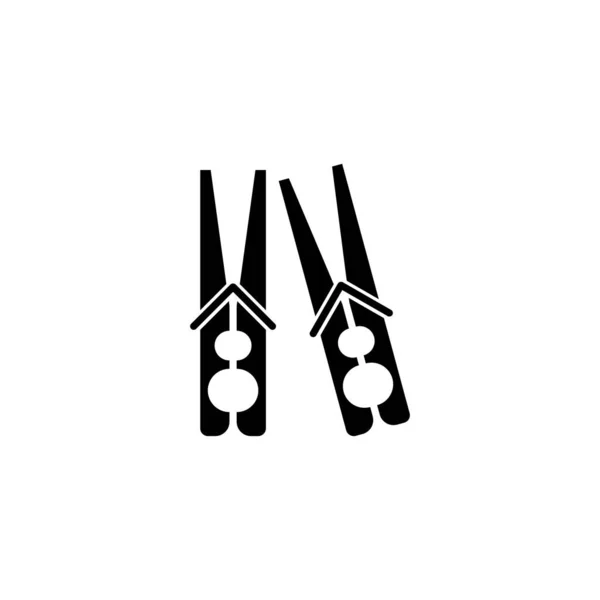 Dois Clothesline Clothespins Clamp Tool Ilustração Flat Vector Icon Símbolo —  Vetores de Stock