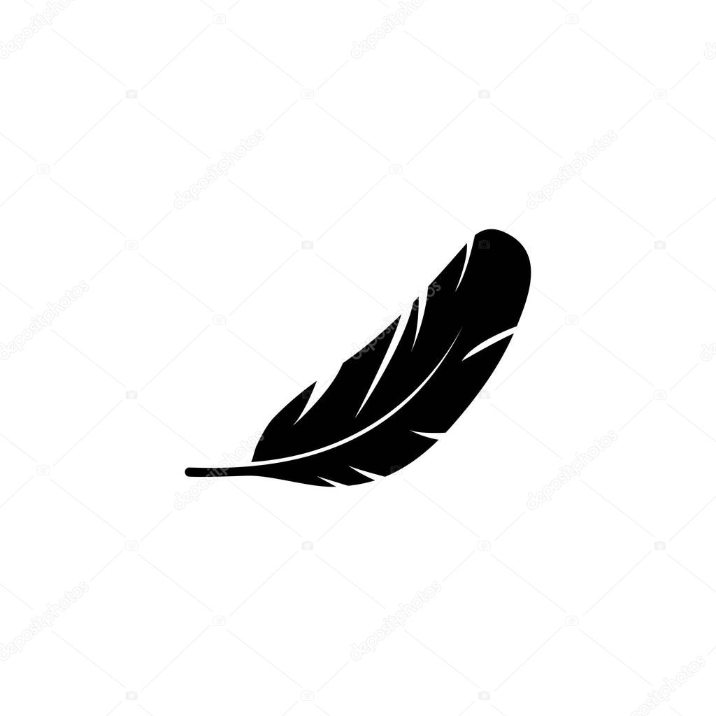 Bird Wing Feather, Nib Pen, Plumage. Flat Vector Icon illustration. Simple black symbol on white background. Bird Wing Feather, Nib Pen, Plumage sign design template for web and mobile UI element
