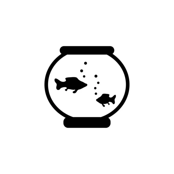 Рыбный Аквариум Подводная Жизнь Аквариуме Плоская Векторная Икона Простой Черный — стоковый вектор