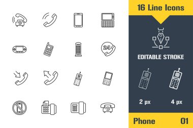 Telefon, telefon, Smartphone. İnce çizgi simgesi - Çizgi düz vektör çizimi. Düzenlenebilir felç fotoğrafı. Web, logo, markalaşma, ui, ux tasarım, bilgi grafikleri için kaliteli grafik kavramı