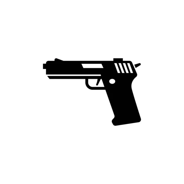銃のシルエット 軍の拳銃 ピストル フラットベクトルアイコンイラスト 白の背景にシンプルな黒のシンボル 銃シルエット 陸軍拳銃 ウェブとモバイルUi要素のためのピストルサインデザインテンプレート — ストックベクタ
