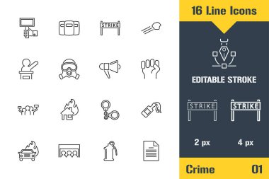 Halk Protesto ve Direniş Polisi. İnce çizgi simgesi - Çizgi düz vektör çizimi. Düzenlenebilir felç fotoğrafı. Web, logo, markalaşma, ui, ux tasarım, bilgi grafikleri için kaliteli grafik kavramı
