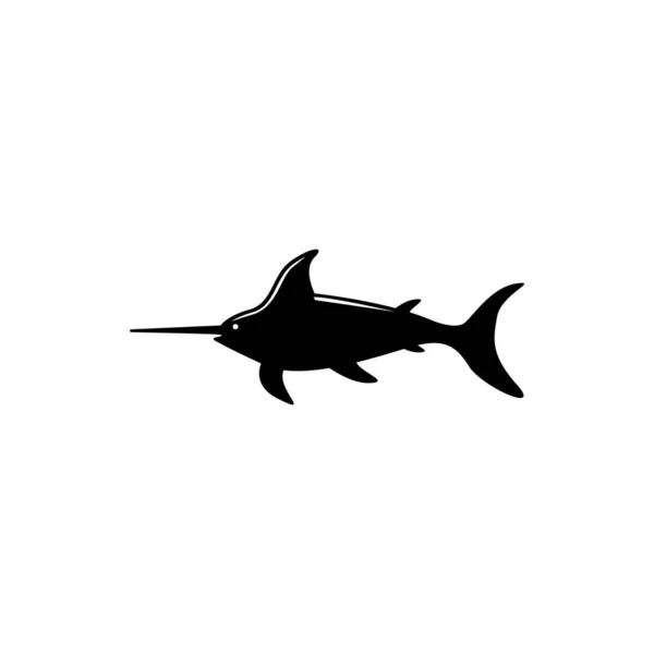 Marlin Fish Atlantic Swordfish Wildlife Flat Vector Icon Illustration Simple — Stock Vector
