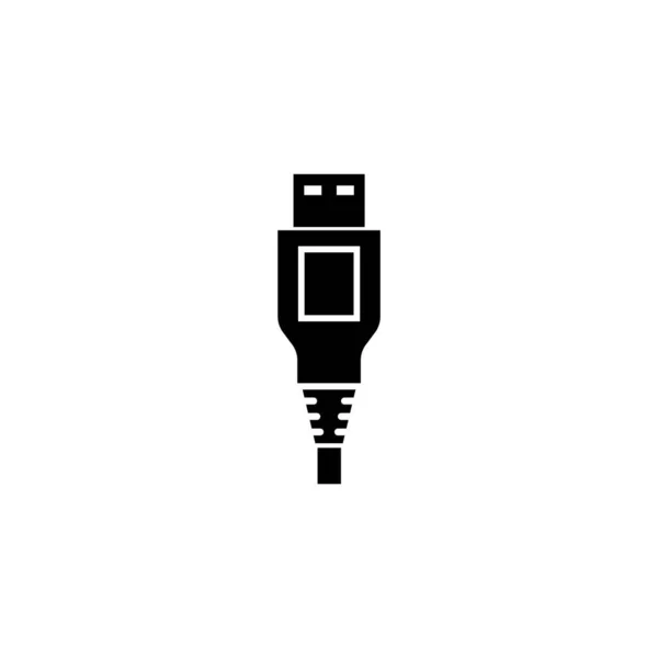 Usb Cable Plug Power Connector Type Flat Vector Icon Illustration — Stock Vector