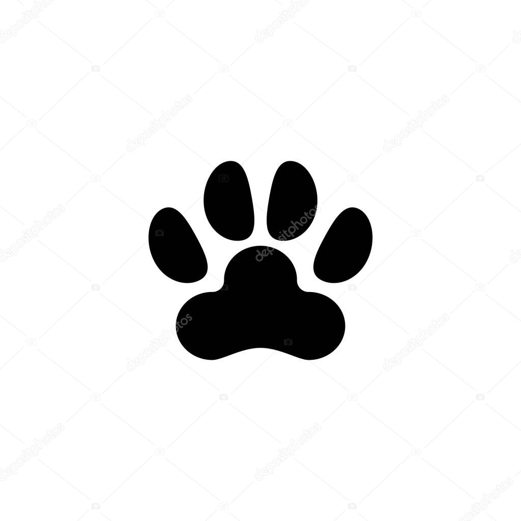 Dog or Cat Paw Print, Animal Imprint. Flat Vector Icon illustration. Simple black symbol on white background. Dog or Cat Paw Print, Animal Imprint sign design template for web and mobile UI element