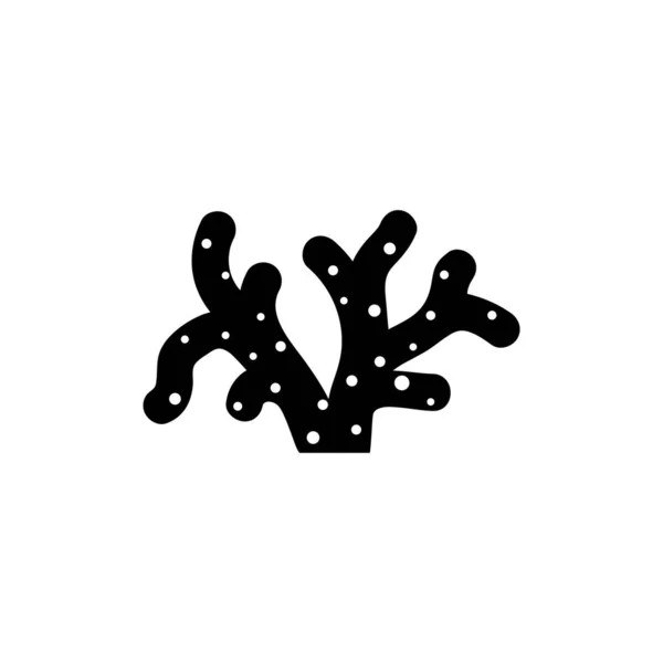 サンゴ枝シルエット 海藻植物 フラットベクトルアイコンイラスト 白の背景にシンプルな黒のシンボル WebおよびモバイルUi要素のためのコーラルブランチ 海藻シルエットのデザインテンプレート — ストックベクタ