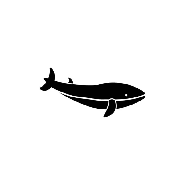 Silhouette Baleine Marine Animal Sous Marin Illustration Icône Vectorielle Plate — Image vectorielle