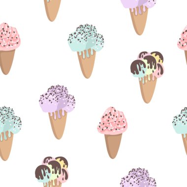 Yaz vektör Dikişsiz desen komik dondurmalar çizim ile