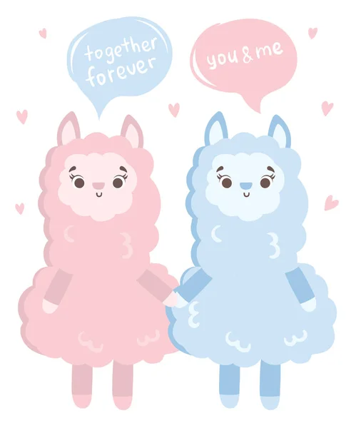 Tarjeta Felicitación Vectorial Con Llamas Lindas Cartel Con Objetos Adorables — Archivo Imágenes Vectoriales