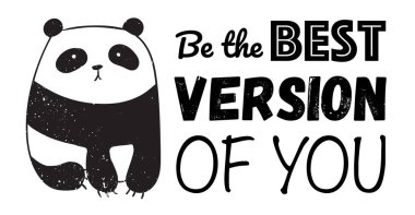 Vektör çizgi film poster illüstrasyon sevimli panda ve metin ile birlikte. Kartpostal, Doğum, bebek kitap, çocuk odası için mükemmel.