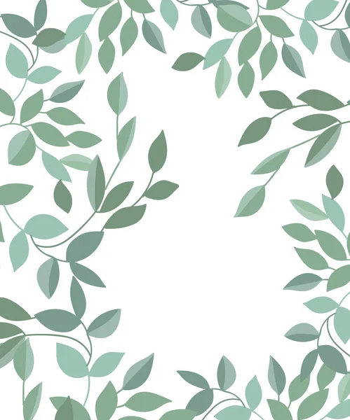 Vector Poster Branches Leaves Isolated Hand Drawn Illustration White Background — Stock Vector