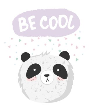 Vektör poster komik panda ve sevimli metin ile. Kartpostal arka plan, pastel renkler sevimli nesnelerle. Sevgililer günü, yıldönümü, tarih, bebek duş, Gelin, birthda Kaydet