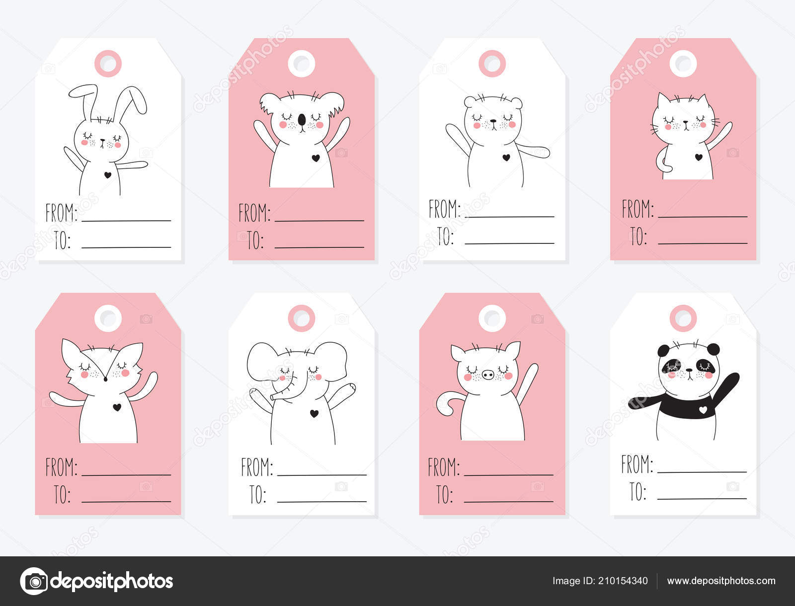 Vector Collection s Cute Animals Pastel Colors Valentine Day Anniversary Stock Vector Image By C Tiny Selena