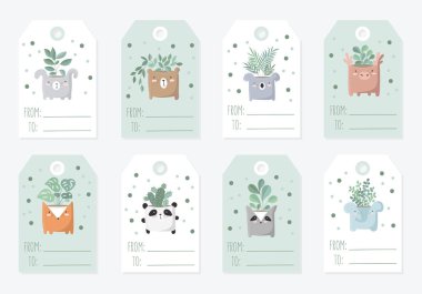 Pastel renkler sevimli nesnelerle etiketler vektör koleksiyonu. Sevgililer günü, yıldönümü, tarih, bebek duş, Gelin, Doğum günü, çocuk partisi Kaydet