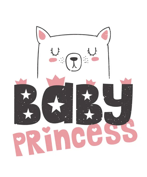 Cartaz Desenho Mão Vetorial Com Gato Slogan Sobre Princesa Ilustração — Vetor de Stock