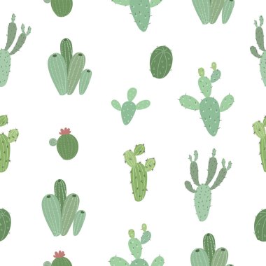 Vektör şirin kaktüs ile seamless modeli. Bahçe. Sevgililer günü, yıldönümü, tarih, bebek duş, birthda Kaydet