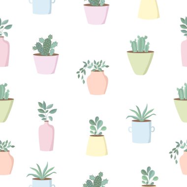 Vektör saksı içinde şirin karanfiller ile seamless modeli. Sevgililer günü, yıldönümü, Sonbahar Festivali, Şükran, duş bebek, Doğum günü