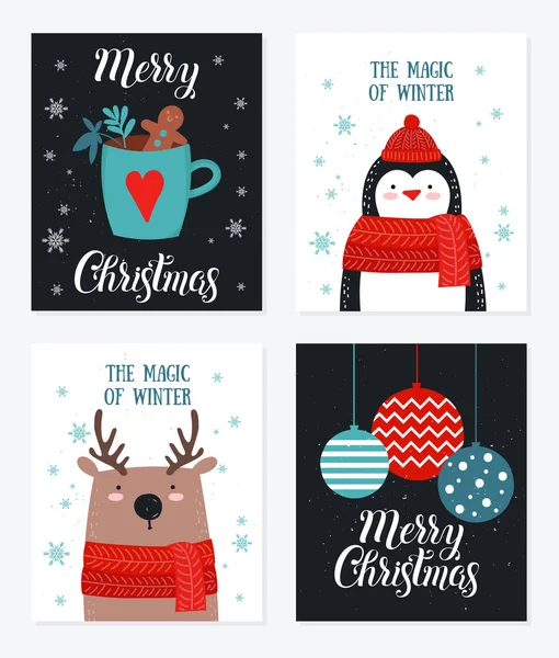明信片收集与圣诞节的东西 寒假贺卡 横幅和封面模板 — 图库矢量图片