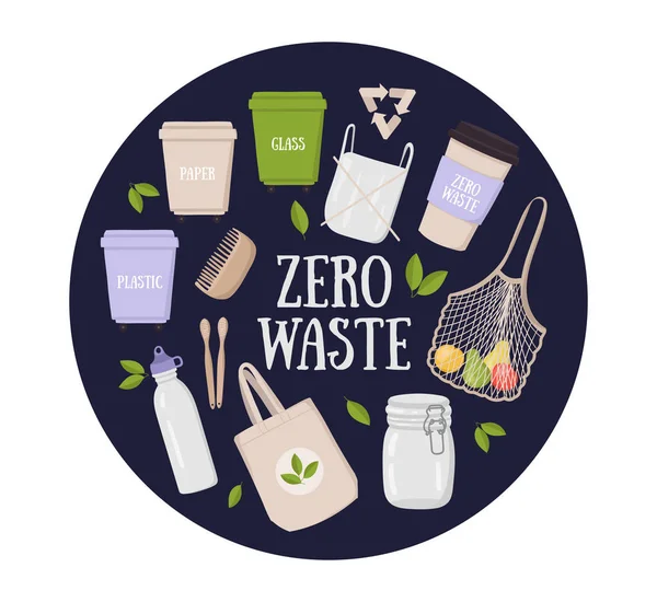 Zero Waste Lifestyle Konzept Sammlung. — Stockvektor