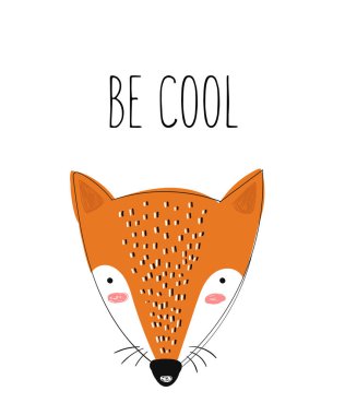 Çocuklar için sevimli doodle tilki ile Vektör posteri