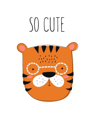 Çocuklar için sevimli doodle kaplan ile Vektör posteri