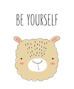 Çocuklar için sevimli doodle koyun ile Vektör posteri