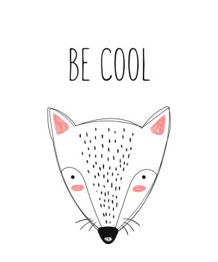 Çocuklar için sevimli doodle tilki ile Vektör posteri